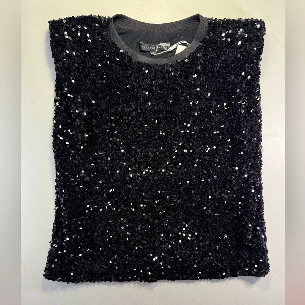 Endless Rose Sequin Embellished Tank Top | Black | Size Small | NWT - Picture 5 of 10
